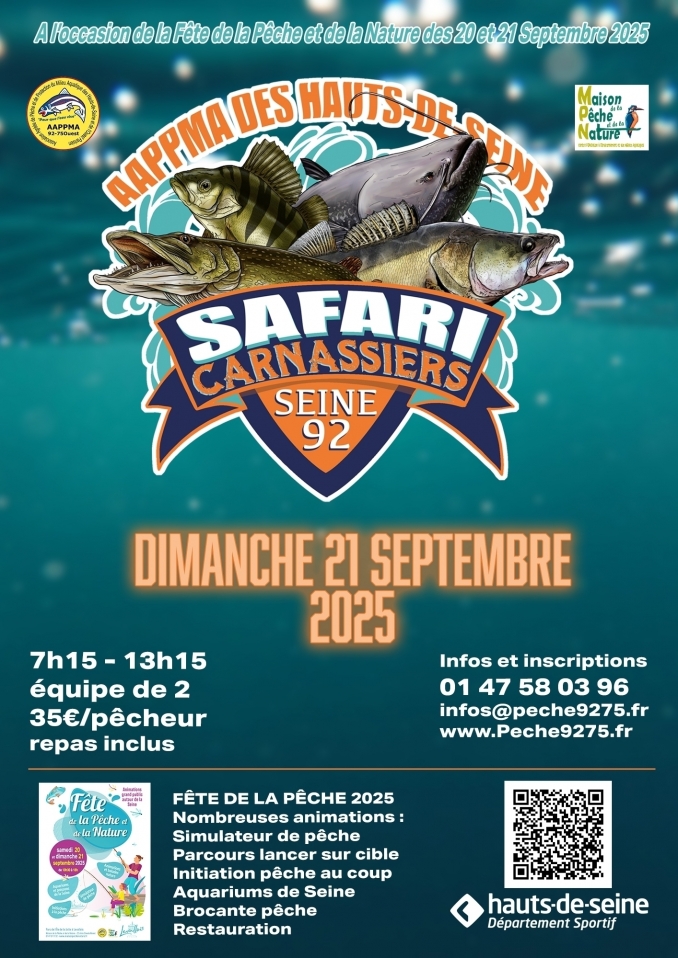 Safari Carnassiers Seine 92 : 21 septembre 2025 - PECHE 92/75